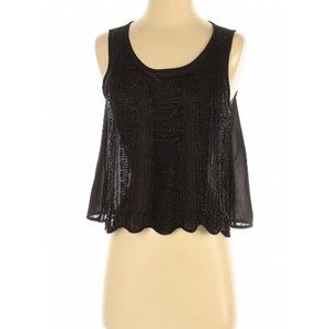 Black Beaded Sleeveless Top Size Small